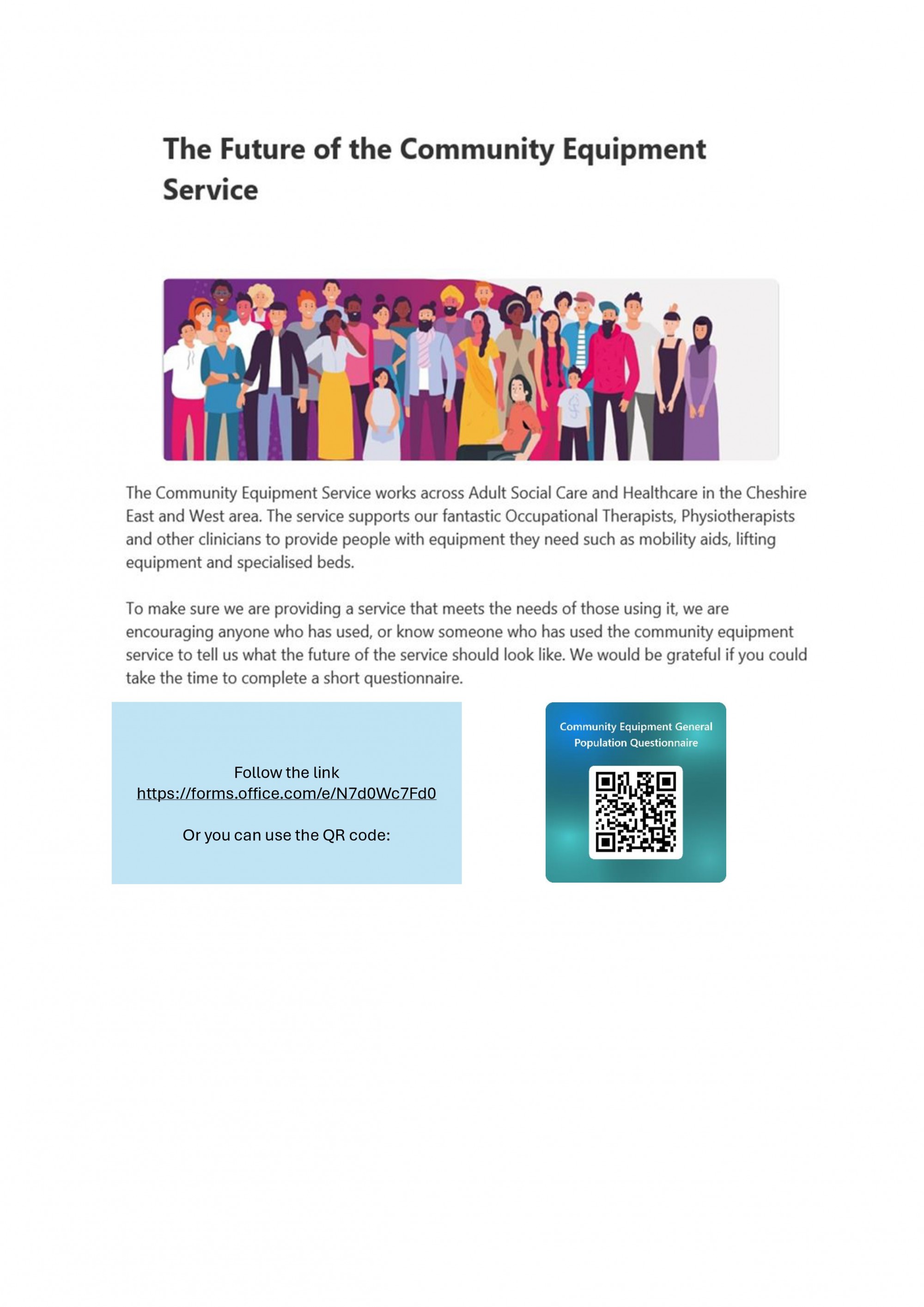 Community Equipment Service Poster and Survey
