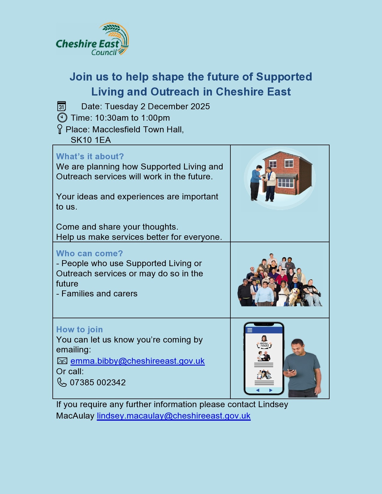 information on supported living and outreach meeting